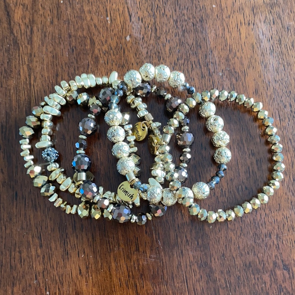Erimish gold / brown bracelet stack
